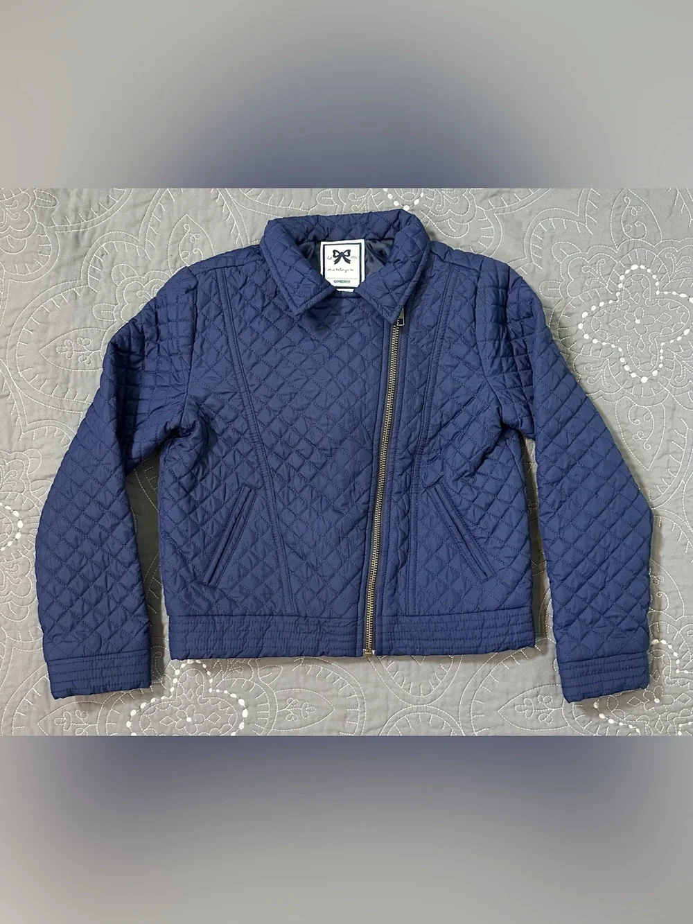 Gymboree Girls Navy Quilted Moto Jacket Size Medium